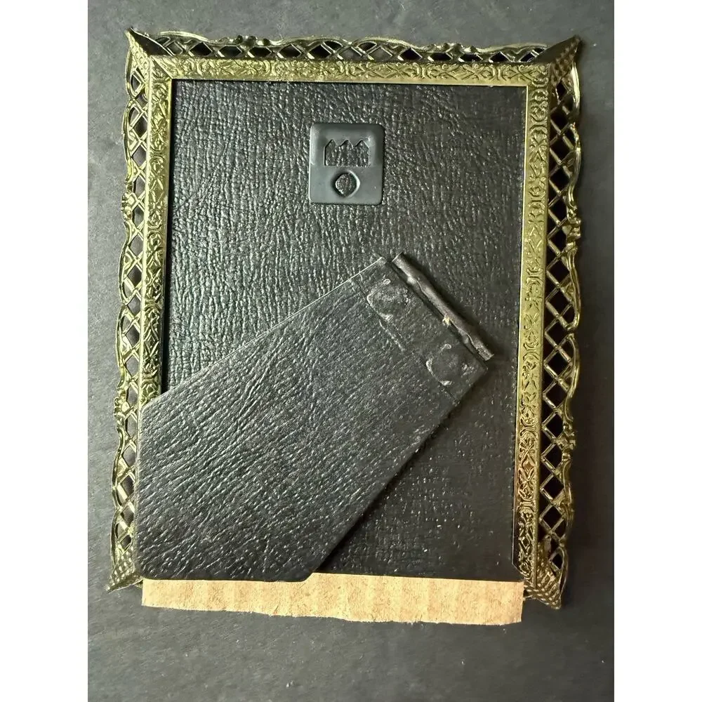 Vintage Ornate Gold Tone Metal Filigree Lattice Picture Frame 3x5 Cottagecore